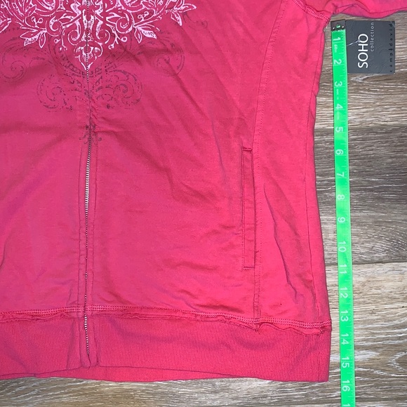 SoHo Collection Camp David Pink Long Sleeve Zip Up Sweater - Picture 6 of 6